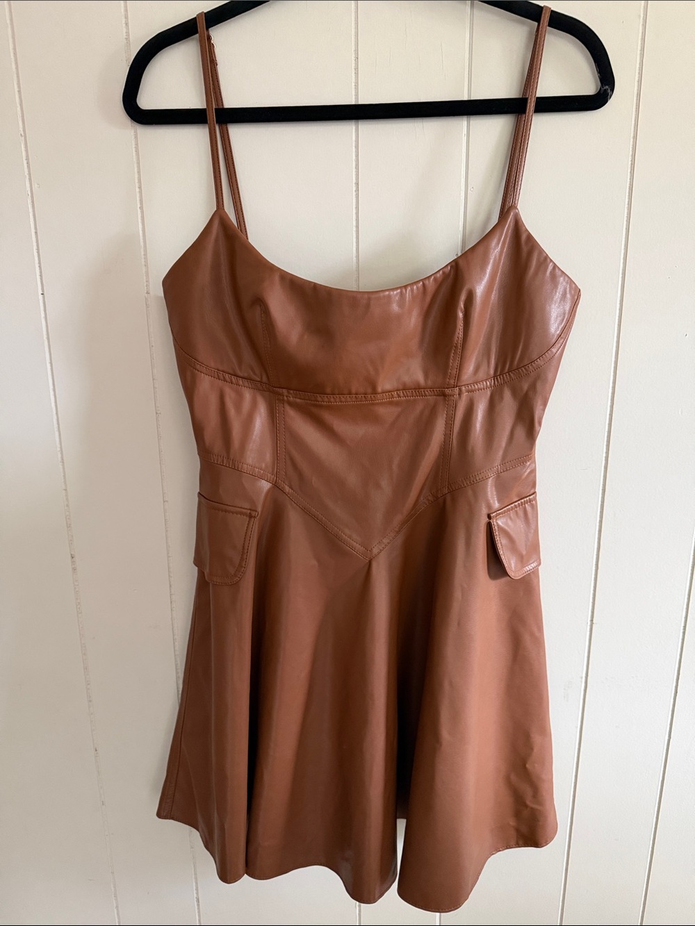 Jus Des Pommes Faux Leather Brown Dress Small Edgy Feminine Earthy Grunge Indie - Picture 2 of 15